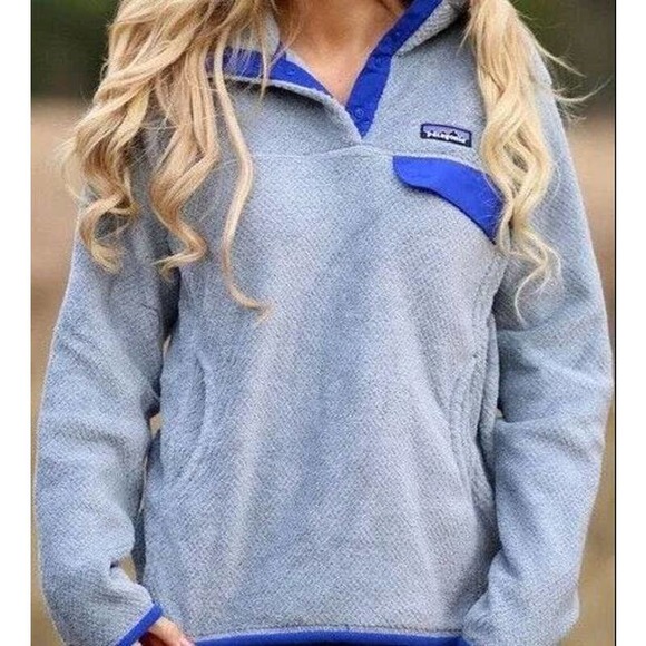 PATAGONIA Women's Re-Tool Snap T Fleece Pullover Hiking Gray Blue Size M - Picture 1 of 4